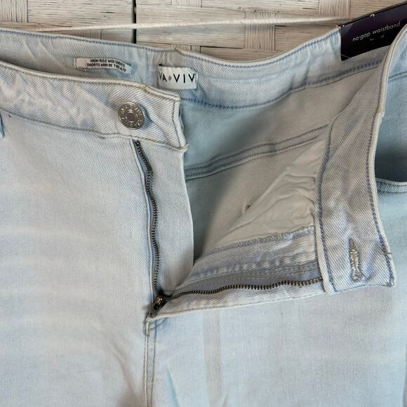 Ava & Viv Womens Shorts Cutoff high rise Midi Light Wash Pockets Western Plus Sz - Picture 3 of 13